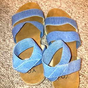 Denim Blue Platform Sandals